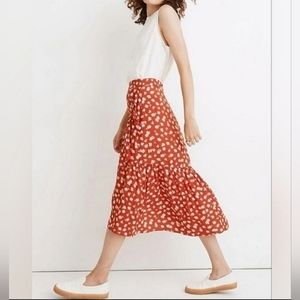 🆕️ MADEWELL Hibiscus Faux Wrap Ruffle Midi Skirt SIZE: 2